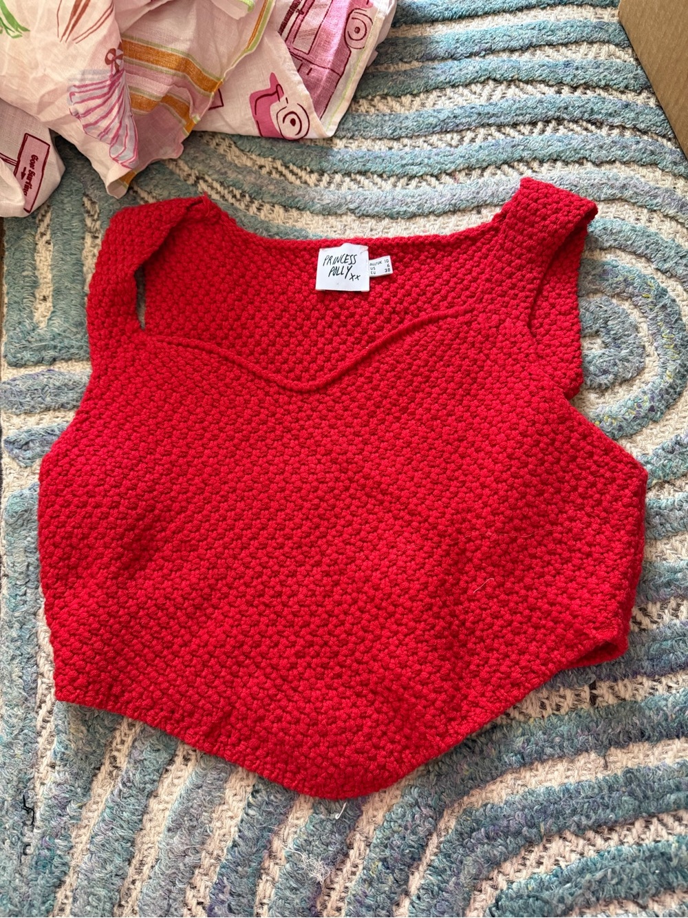Princess Polly Bright Red Textured Knit Crop Top